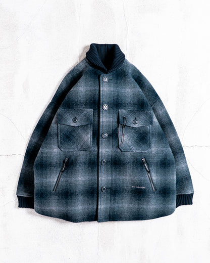 and wander wool shaggy check jacket long