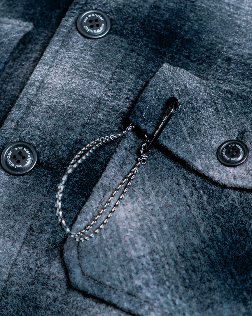 and wander wool shaggy check jacket long