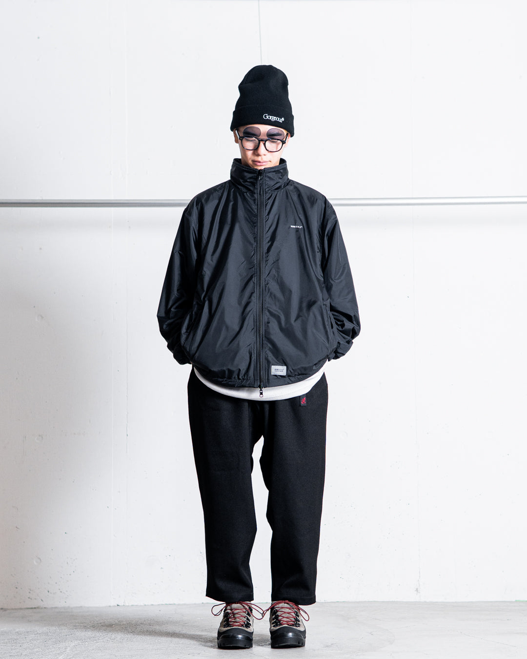 【REVERSIBLE】MINE Nylon/Polyester Reversible Double Zip Jacket
