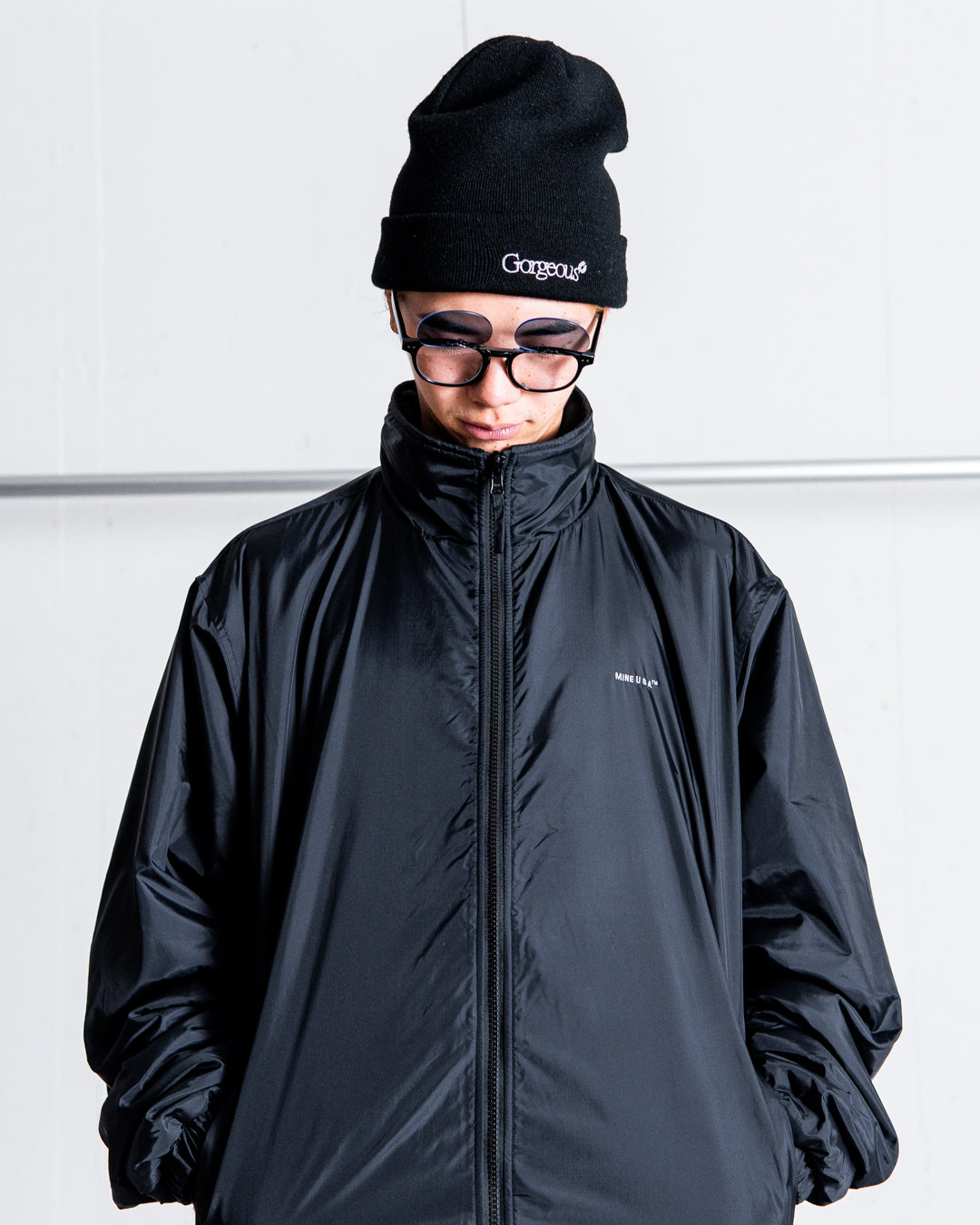 【REVERSIBLE】MINE Nylon/Polyester Reversible Double Zip Jacket