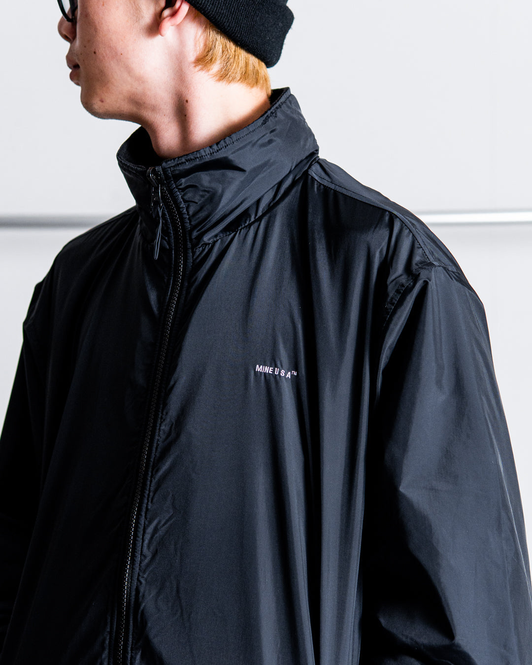 【REVERSIBLE】MINE Nylon/Polyester Reversible Double Zip Jacket