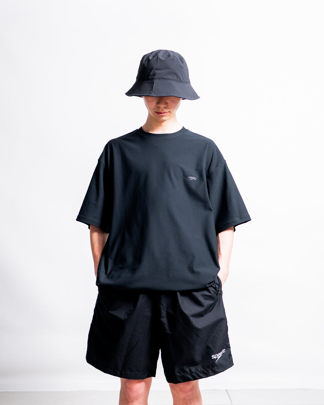 【Hybrid Tee / 水陸両用】Speedo (スピード) STAY FIT RASH GUARD CORD TEE