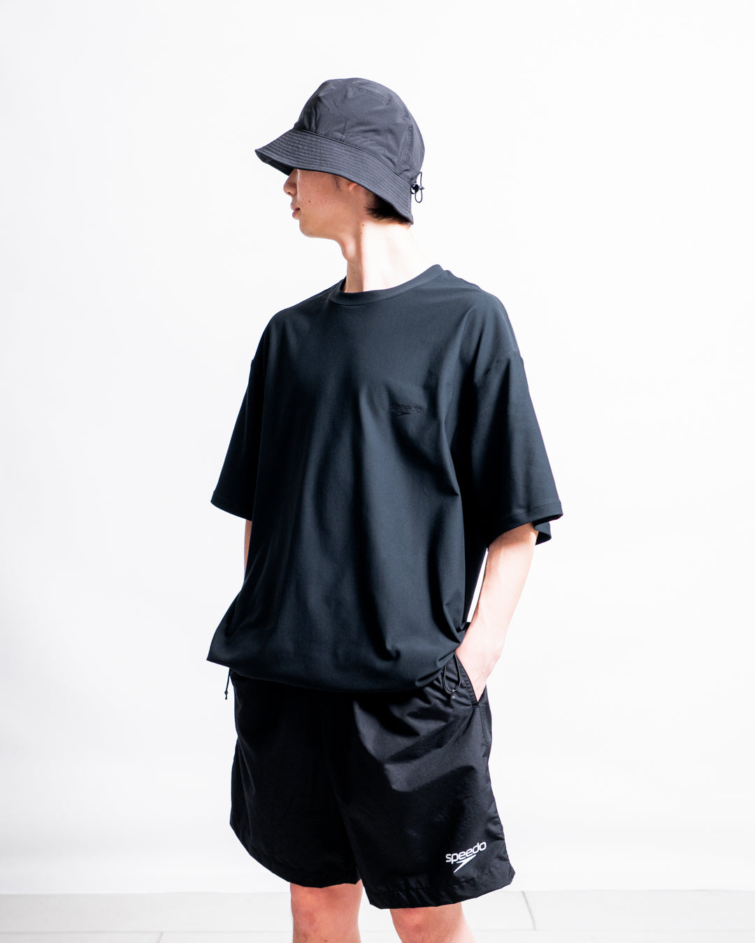 【Hybrid Tee / 水陸両用】Speedo (スピード) STAY FIT RASH GUARD CORD TEE