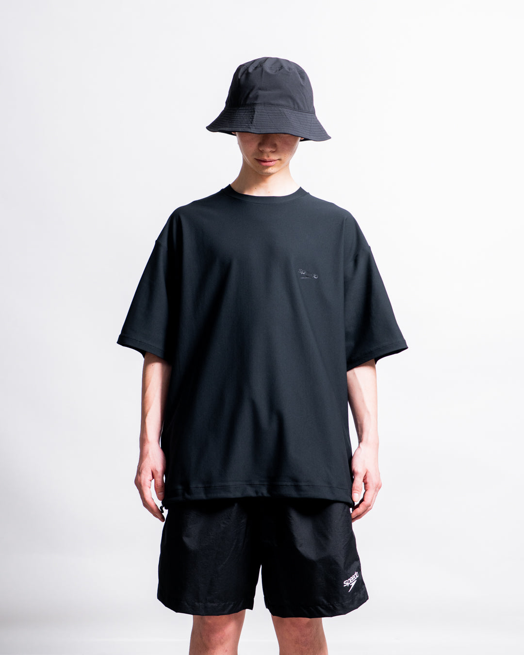 【Hybrid Tee / 水陸両用】Speedo (スピード) STAY FIT RASH GUARD CORD TEE
