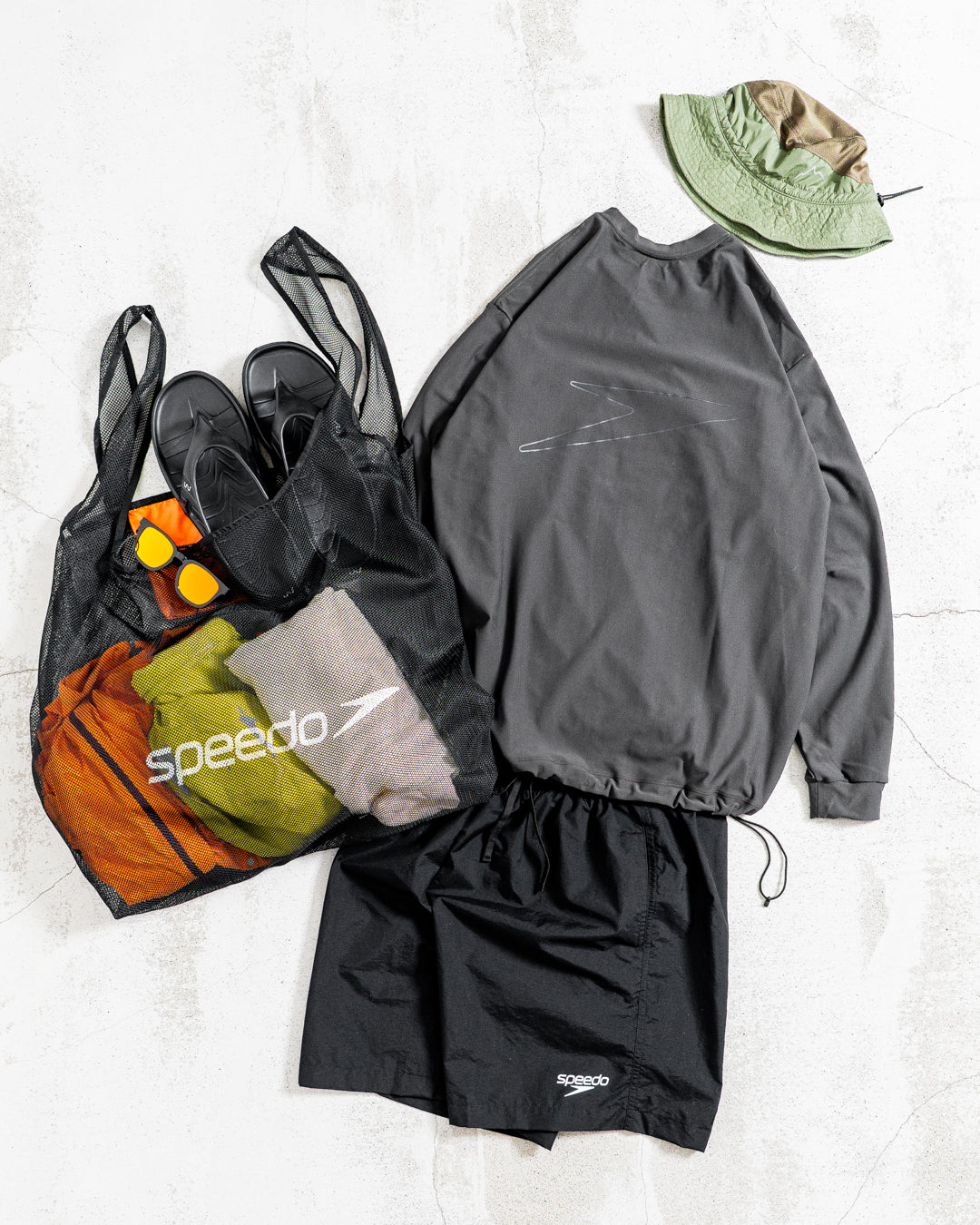 【Hybrid Tee / 水陸両用】Speedo (スピード) RASH GUARD CORD L/S TEE