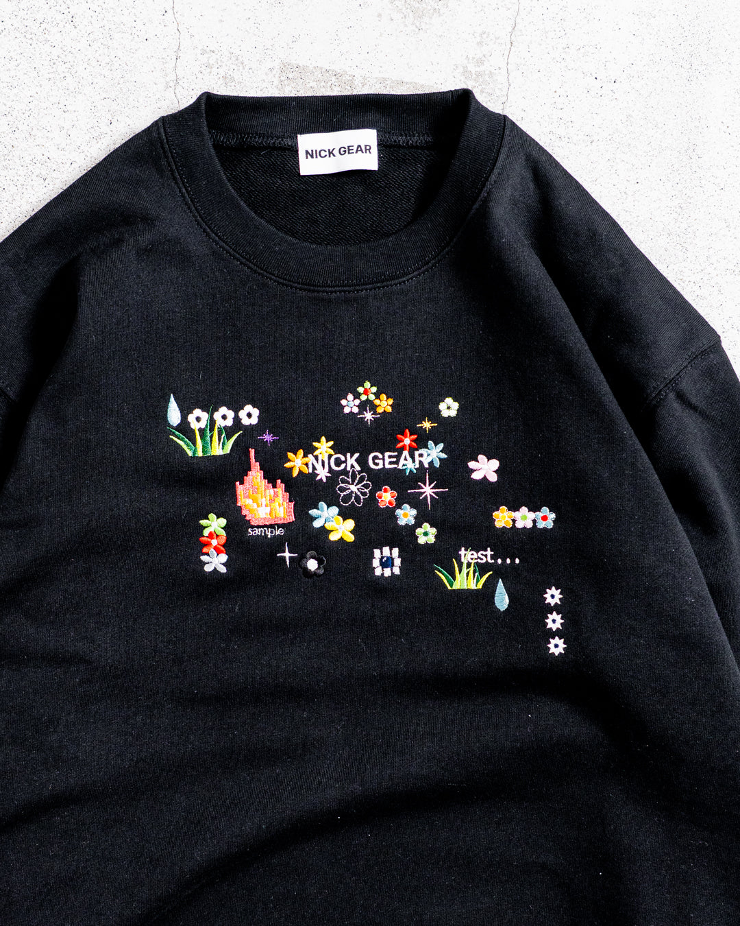 【8.8 sat 11:00 release】NICK GEAR Sample Embroidery Sweat